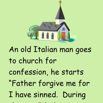 An Old Italian Man Goes To Church For Confession