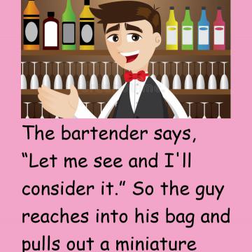 Funny Bar Joke: The Bartender Is Impressed And Gives The Man Free Drinks